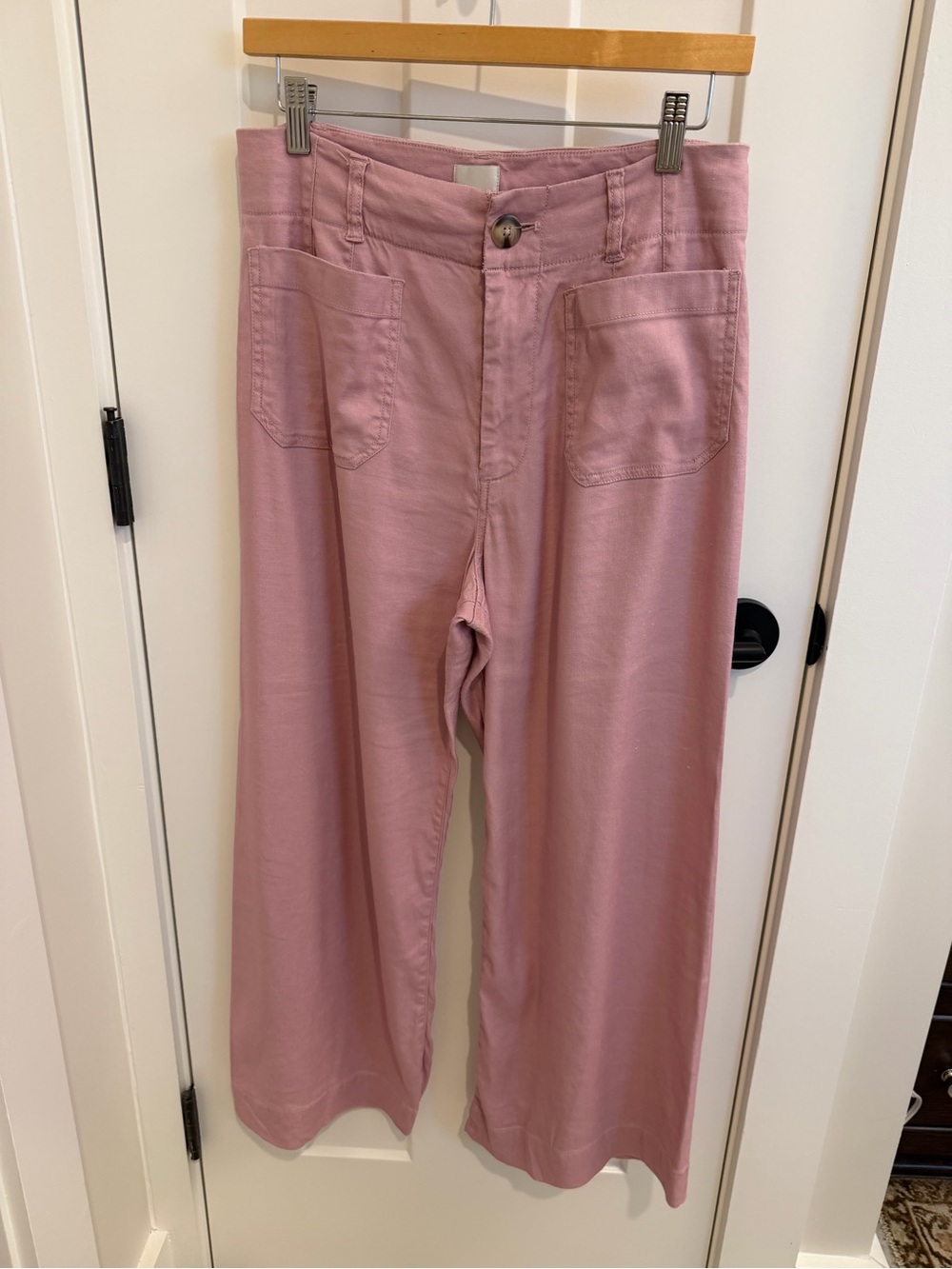 Maeve Colette Cropped Wide-Leg Pants in Pink